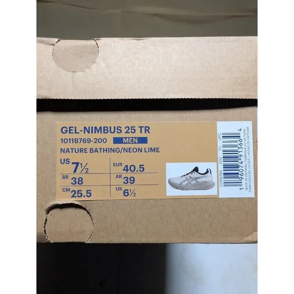 Asics Gel Nimbus 25 TR Men's 7.5 'Nature Bathing - Neon Lime' - 1011B769 200 NIB